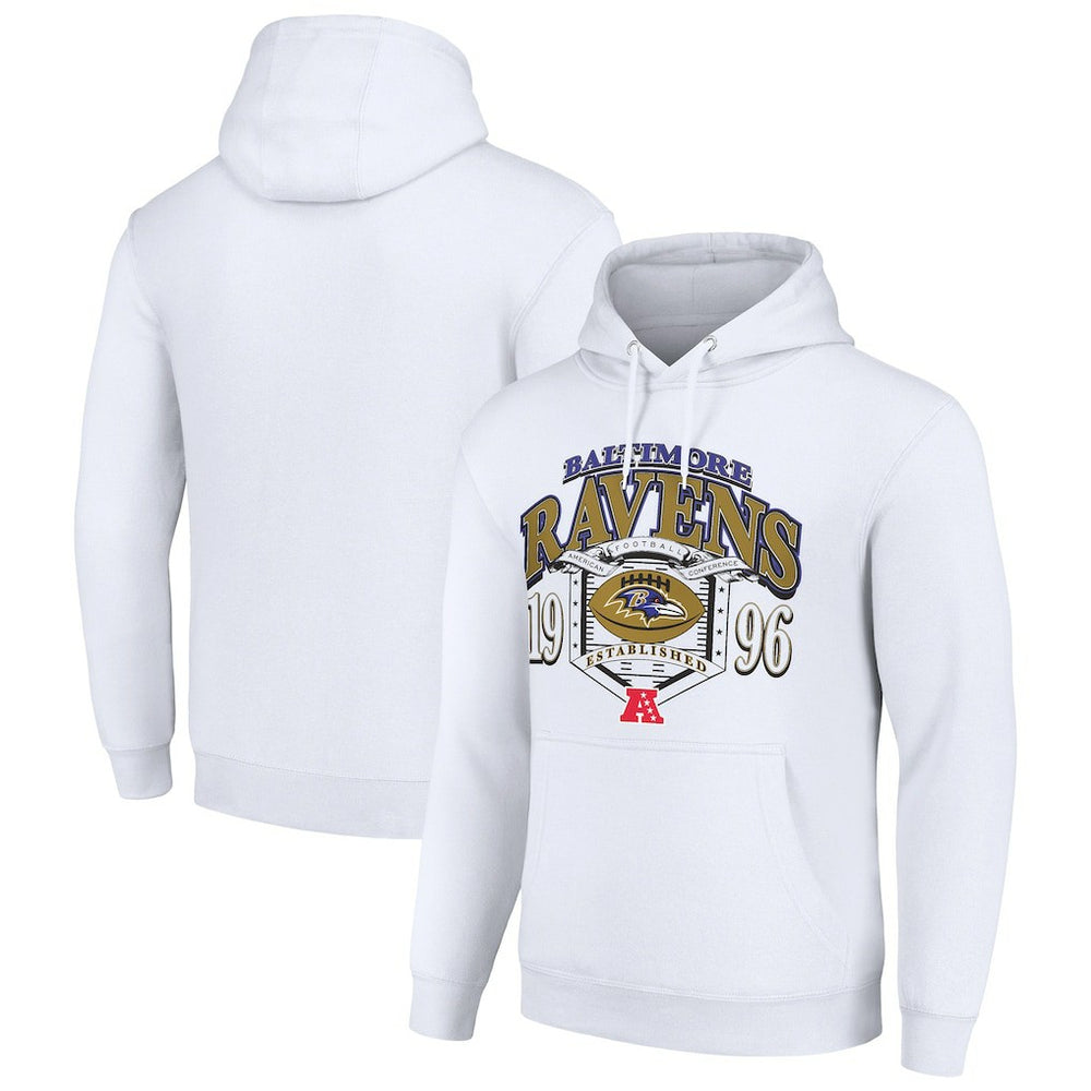 Baltimore Ravens Starter 80s Retro Pullover Hoodie - White - NFL