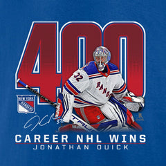 Jonathan Quick New York Rangers 400 Career Wins T-Shirt - Blue | NHL discount
