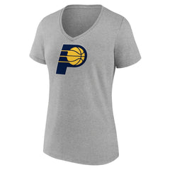 Indiana Pacers Women's Primary Logo V-Neck T-Shirt Gray