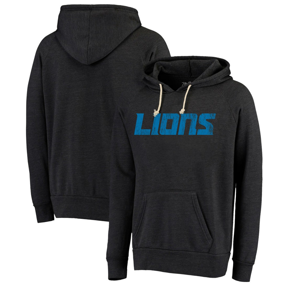 Detroit Lions Majestic Threads Raglan Tri-Blend Pullover Hoodie - Black - NFL