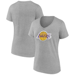 Los Angeles Lakers Women's Alternate Logo V-Neck T-Shirt Gray