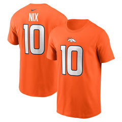 Bo Nix Denver Broncos Name & Number T-Shirt - Orange - Nike