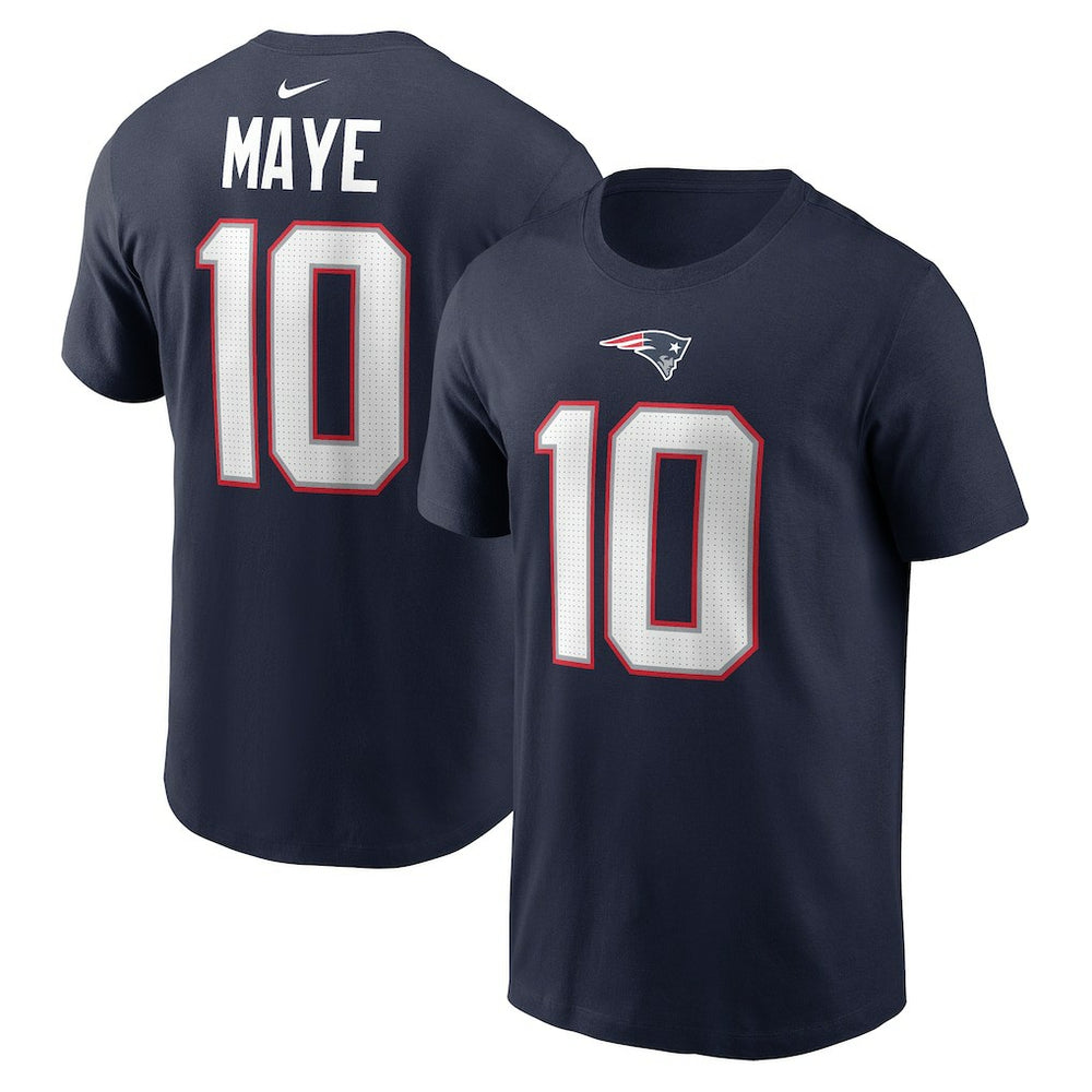 Drake Maye New England Patriots Name & Number T-Shirt - Navy - Nike