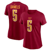 Jayden Daniels Washington Commanders Women's Name & Number T-Shirt - Burgundy - Nike