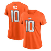 Bo Nix Denver Broncos Women's Name & Number T-Shirt - Orange - Nike