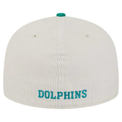 Miami Dolphins New Era Throwback Corduroy 59FIFTY Fitted Hat - Cream/Aqua - NFL