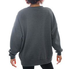 New York Jets Gameday Couture Women's Oversized Long Weekend Premium Fleece Drop Shoulder Pullover Sweatshirt - Charcoal - NFL