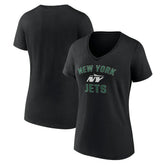 New York Jets Women's Victory Arch V-Neck T-Shirt - Black - NFL