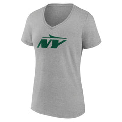 New York Jets Women's Secondary Logo V-Neck T-Shirt - Gray - NFL