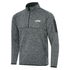 New York Jets Antigua Fortune Quarter-Zip Pullover Jacket - Heather Gray - NFL