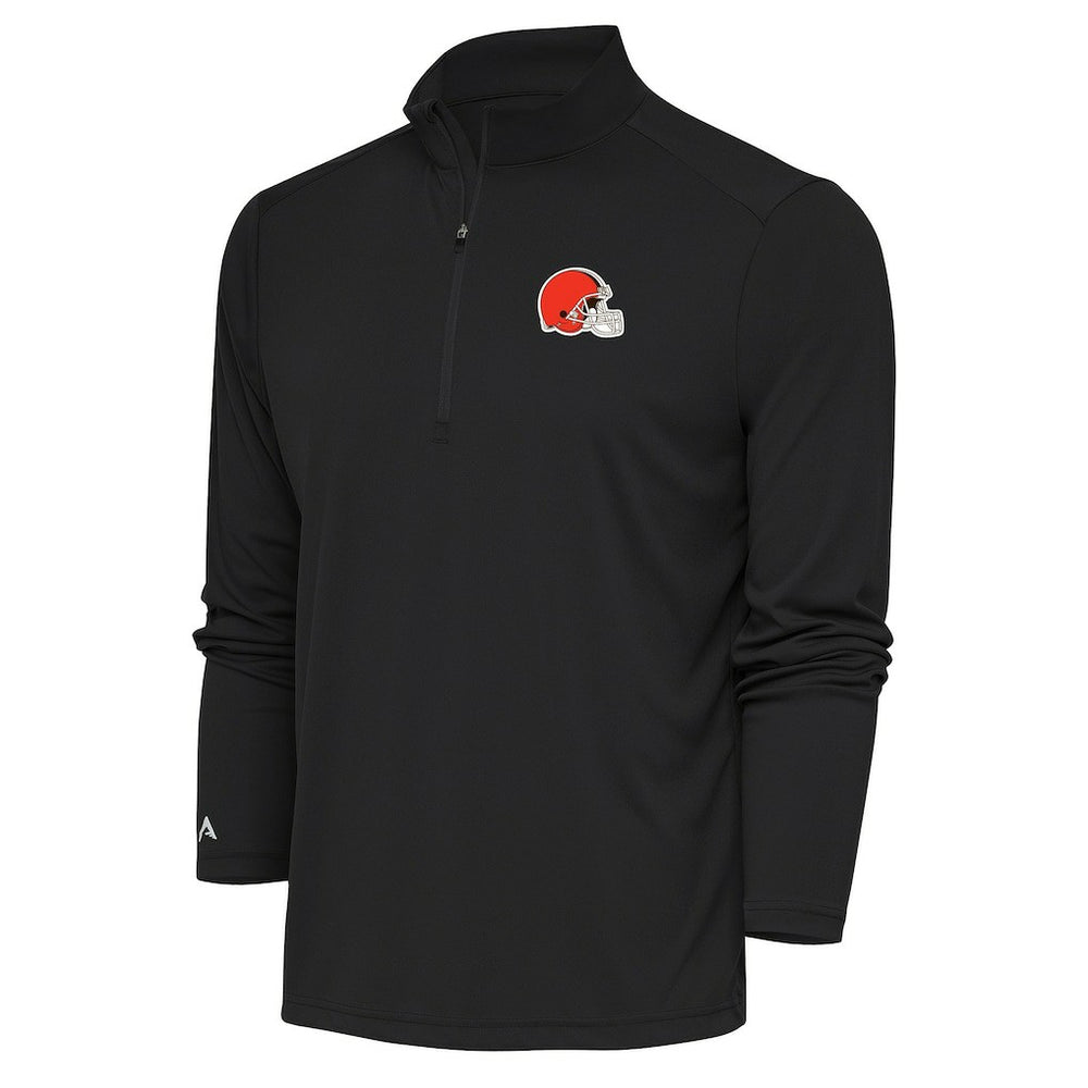 Cleveland Browns Antigua Tribute Quarter-Zip Pullover Top - Black - NFL