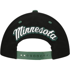 Minnesota Wild Mitchell & Ness Backside Script 2-Tone Pro Crown Adjustable Hat - Black/Green | NHL Lifestyle