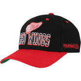 Detroit Red Wings Mitchell & Ness Backside Script Two-Tone Pro Crown Adjustable Hat - Black/Red | NHL Lifestyle