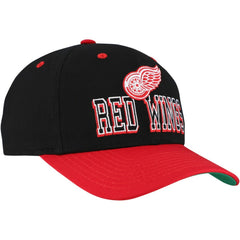 Detroit Red Wings Mitchell & Ness Backside Script Two-Tone Pro Crown Adjustable Hat - Black/Red | NHL Lifestyle