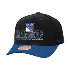 New York Rangers Mitchell & Ness Backside Script 2-Tone Pro Crown Adjustable Hat - Black/Blue | NHL discount