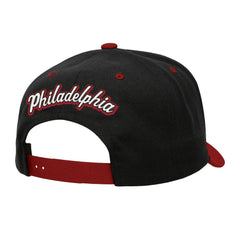 Mitchell & Ness Philadelphia 76ers Backside Script 2-Tone Pro Crown Adjustable Hat Black/Red