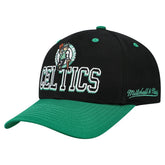 Mitchell & Ness Boston Celtics Backside Script 2-Tone Pro Crown Adjustable Hat Black/Kelly Green