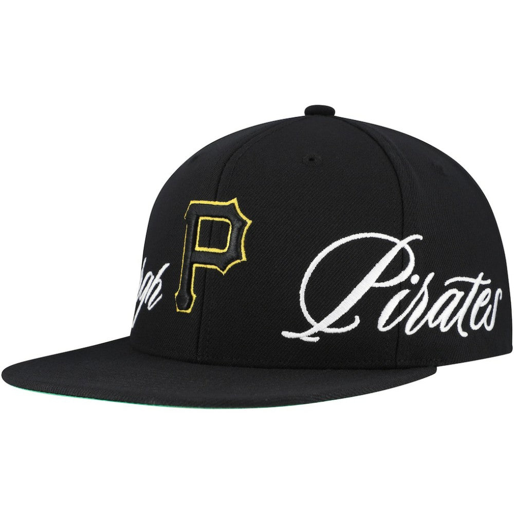 Pittsburgh Pirates Mitchell & Ness Just Don x MLB Lux Script Snapback Hat for sale