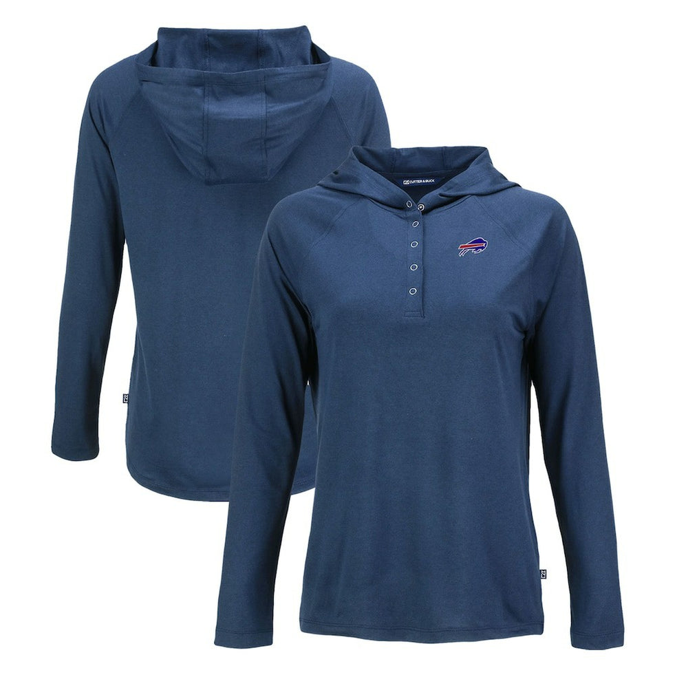 Buffalo Bills Cutter & Buck Women's Coastline Epic Comfort Eco Recycled Raglan Pullover Hoodie - Navy - NFL