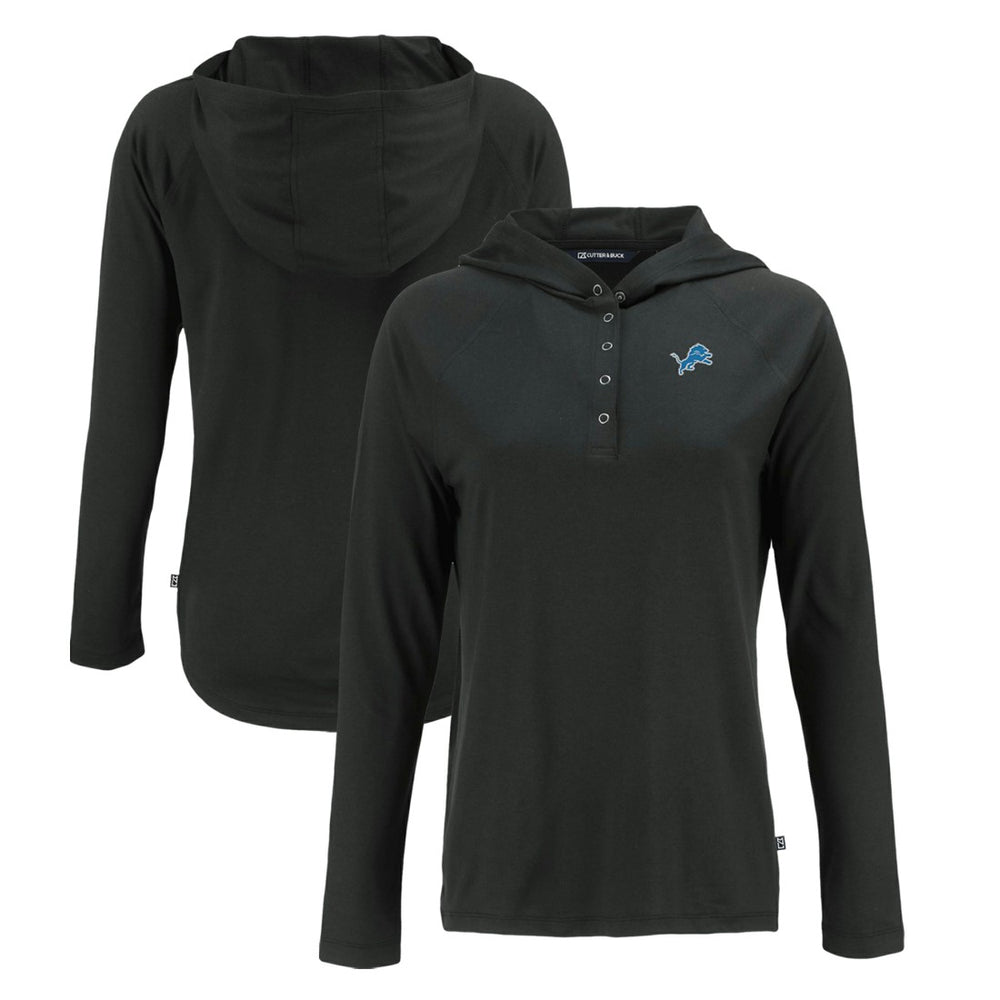 Detroit Lions Cutter & Buck Women's Coastline Epic Comfort Eco Recycled Raglan Pullover Hoodie - Black - NFL