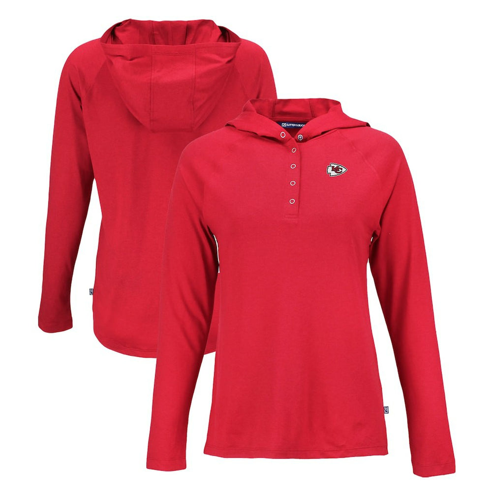 Kansas City Chiefs Cutter & Buck Women's Coastline Epic Comfort Eco Recycled Raglan Pullover Hoodie - Red - NFL