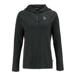 Minnesota Vikings Cutter & Buck Women's Coastline Epic Comfort Eco Recycled Raglan Pullover Hoodie - Black - NFL