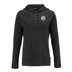Pittsburgh Steelers Cutter & Buck Women's Coastline Epic Comfort Eco Recycled Raglan Pullover Hoodie - Black - NFL