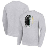 Green Bay Packers Starter Half Helmet Team Graphic Tri-Blend Fleece Pullover Sweatshirt - Heather Gray - NFL