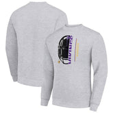 Minnesota Vikings Starter Half Helmet Team Graphic Tri-Blend Fleece Pullover Sweatshirt - Heather Gray - NFL