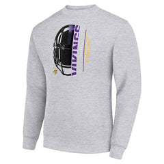 Minnesota Vikings Starter Half Helmet Team Graphic Tri-Blend Fleece Pullover Sweatshirt - Heather Gray - NFL