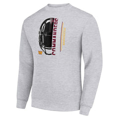 Washington Commanders Starter Half Helmet Team Graphic Tri-Blend Fleece Pullover Sweatshirt - Heather Gray - NFL