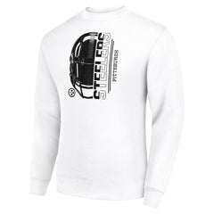 Pittsburgh Steelers Starter Half Helmet Team Graphic Tri-Blend Fleece Pullover Sweatshirt - White - NFL