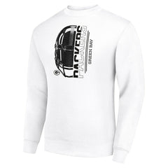 Green Bay Packers Starter Half Helmet Team Graphic Tri-Blend Fleece Pullover Sweatshirt - White - NFL