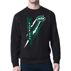 New York Jets Starter Color Scratch Team Graphic Fleece Pullover Sweatshirt - Black - NFL