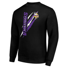 Minnesota Vikings Starter Color Scratch Team Graphic Fleece Pullover Sweatshirt - Black - NFL