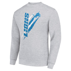 Detroit Lions Starter Color Scratch Team Graphic Fleece Pullover Sweatshirt - Heather Gray - NFL