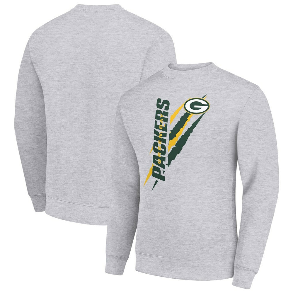 Green Bay Packers Starter Color Scratch Team Graphic Fleece Pullover Sweatshirt - Heather Gray - NFL