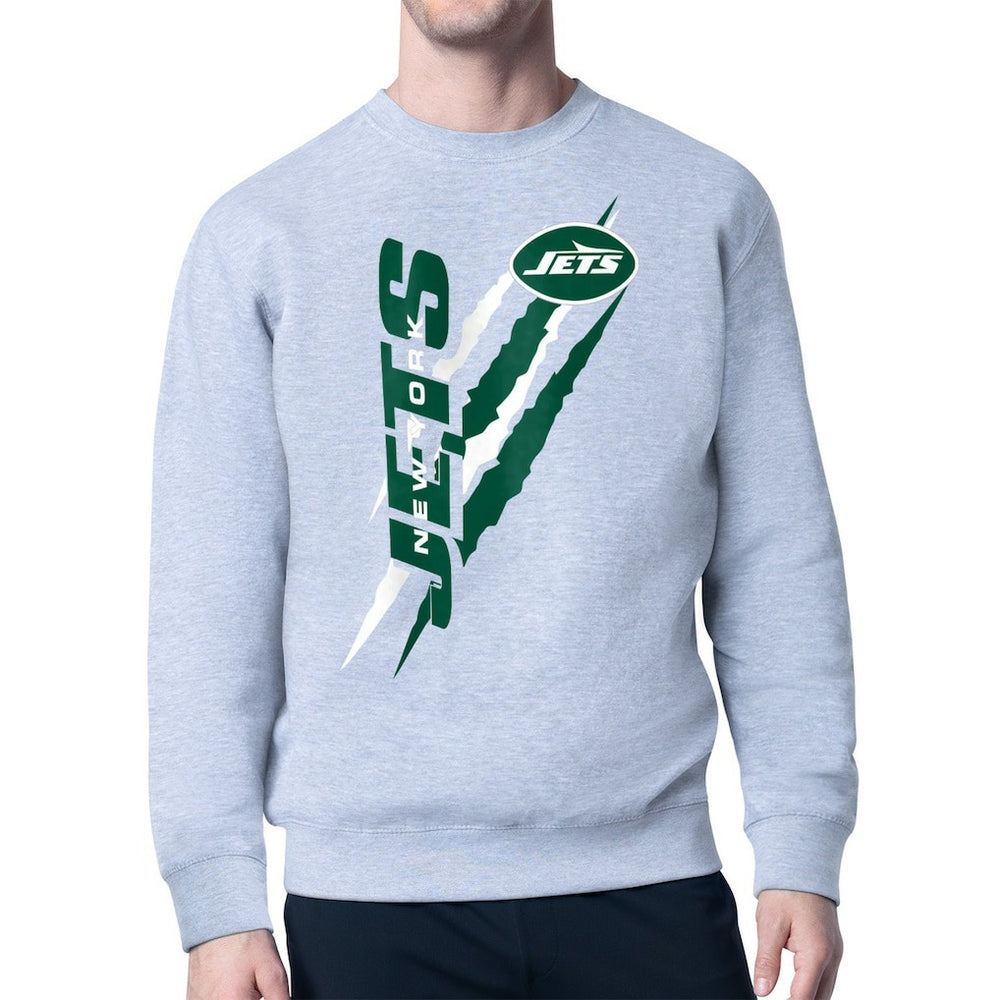 New York Jets Starter Color Scratch Team Graphic Fleece Pullover Sweatshirt - Heather Gray - NFL