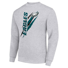 Philadelphia Eagles Starter Color Scratch Team Graphic Fleece Pullover Sweatshirt - Heather Gray - NFL