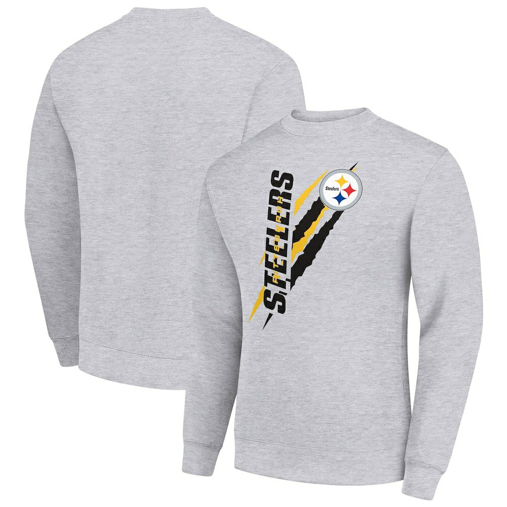 Pittsburgh Steelers Starter Color Scratch Team Graphic Fleece Pullover Sweatshirt - Heather Gray - NFL