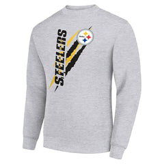 Pittsburgh Steelers Starter Color Scratch Team Graphic Fleece Pullover Sweatshirt - Heather Gray - NFL