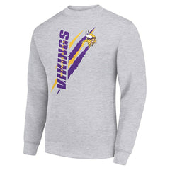 Minnesota Vikings Starter Color Scratch Team Graphic Fleece Pullover Sweatshirt - Heather Gray - NFL