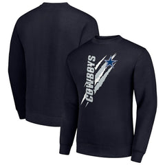 Dallas Cowboys Starter Color Scratch Team Graphic Fleece Pullover Sweatshirt - Navy - NFL
