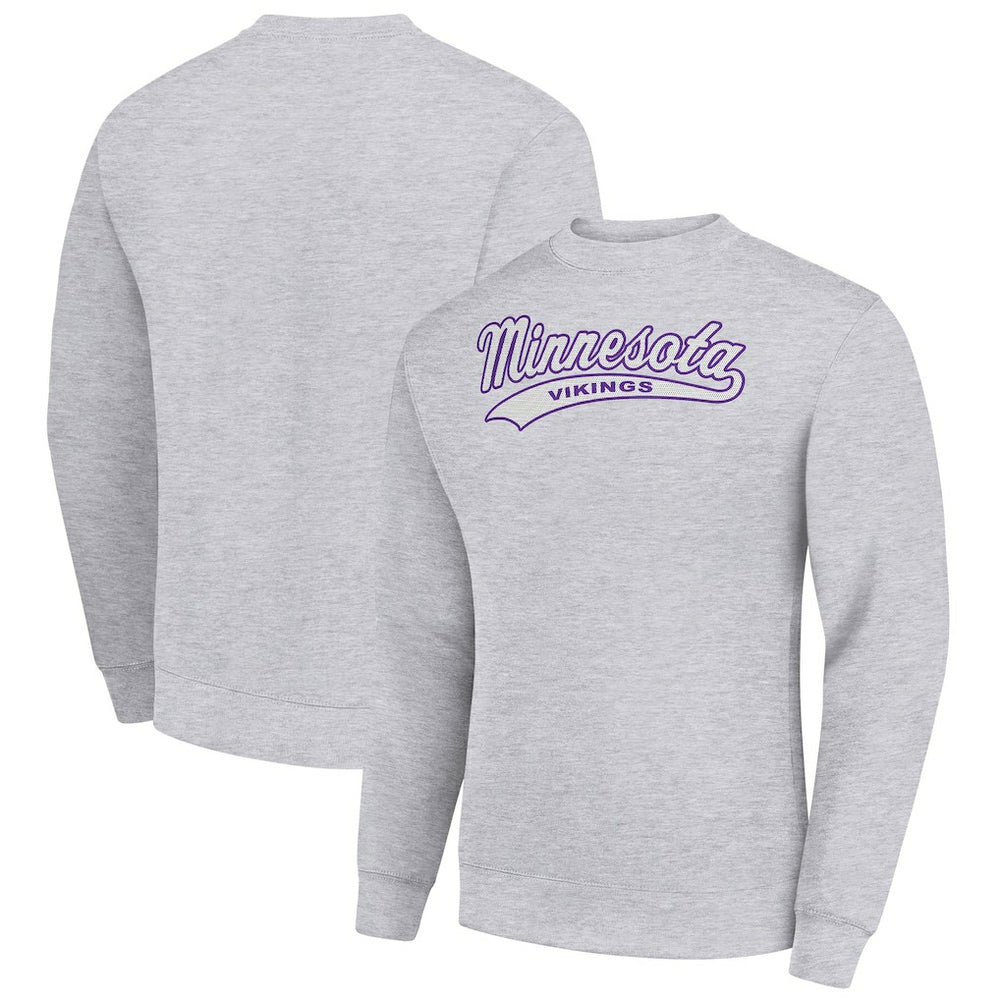 Minnesota Vikings Starter Tailsweep Team Graphic Tri-Blend Fleece Pullover Sweatshirt - Heather Gray - NFL