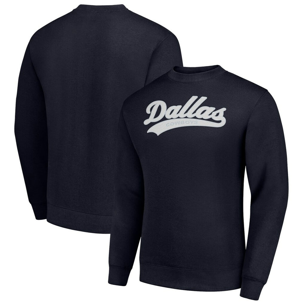 Dallas Cowboys Starter Tailsweep Team Graphic Tri-Blend Fleece Pullover Sweatshirt - Navy - NFL