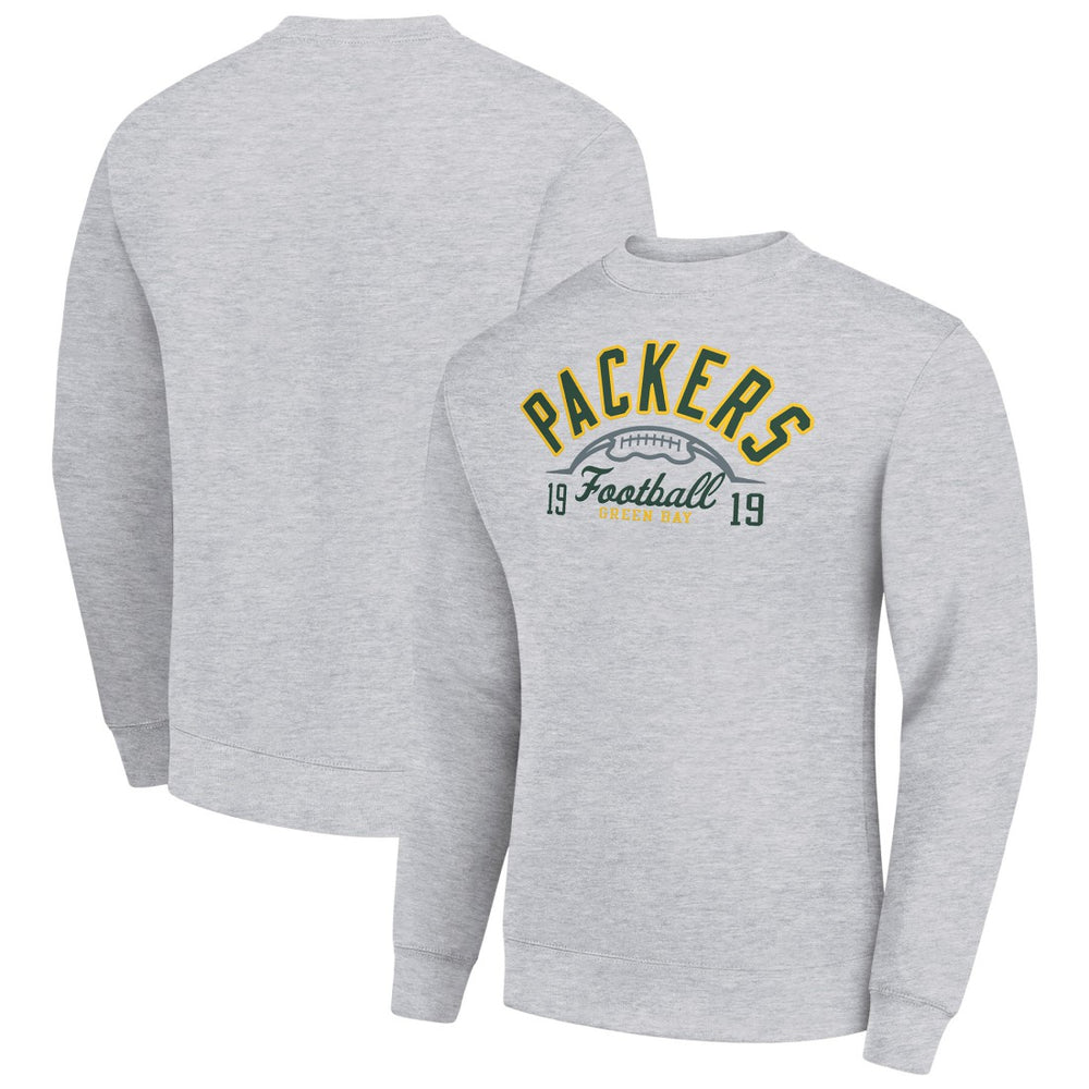 Green Bay Packers Starter Half Ball Team Graphic Tri-Blend Fleece Pullover Sweatshirt - Heather Gray - NFL