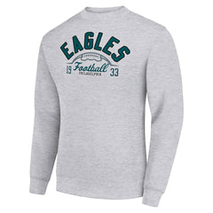 Philadelphia Eagles Starter Half Ball Team Graphic Tri-Blend Fleece Pullover Sweatshirt - Heather Gray - NFL