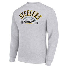 Pittsburgh Steelers Starter Half Ball Team Graphic Tri-Blend Fleece Pullover Sweatshirt - Heather Gray - NFL