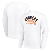 Denver Broncos Starter Half Ball Team Graphic Tri-Blend Fleece Pullover Sweatshirt - White - NFL