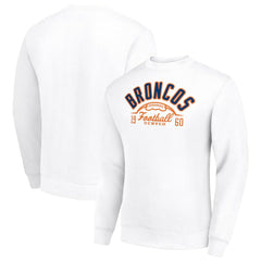 Denver Broncos Starter Half Ball Team Graphic Tri-Blend Fleece Pullover Sweatshirt - White - NFL